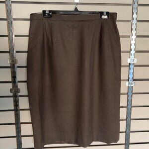 Kasper and Co, Brown Wool pencil slim skirt with back slit
